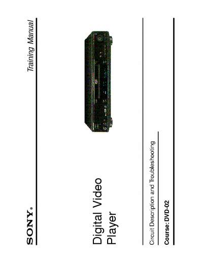 SONY Digital Video Player Training Manual for Digital Video
Player
Circuit Description and Troubleshooting